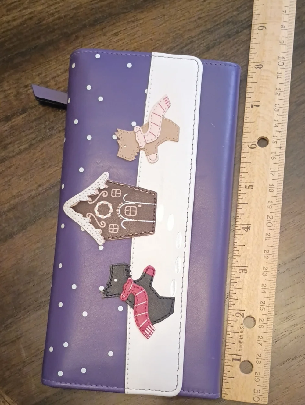 Radley london purple gingerbread Christmas dogs snow wallet
